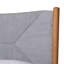 Ensemble de chambre avec grand lit 4 pièces en velours côtelé gris et chêne brun Taylin