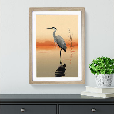 Heron Minimalism Art - Framed Print