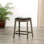 Tabouret de comptoir de 24 po avec siège en cuir noir et extérieur gris patiné - Élégant, il rehausse la hauteur de l'ambiance de la cuisine ou du bar dans une finition confortable, idéale pour un espace repas-732140166-734424692-734424696