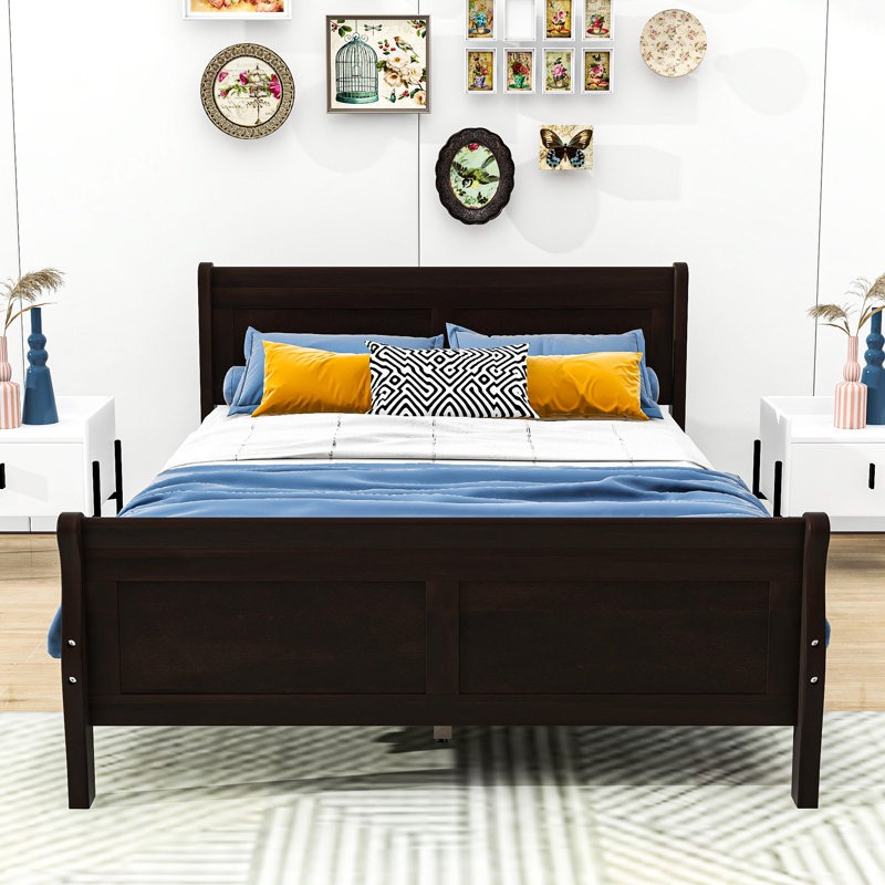 Wood Platform Bed with Headboard and Footboard, Full/Double, Espresso