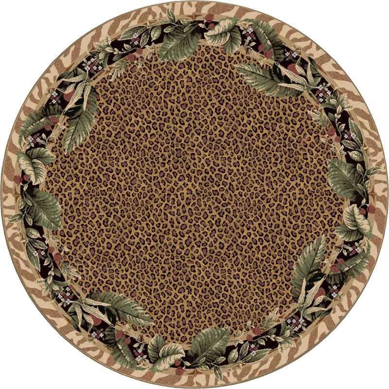 Alminus Jungle Safari Topaz Animal Print Area Rug, Round 7'7"