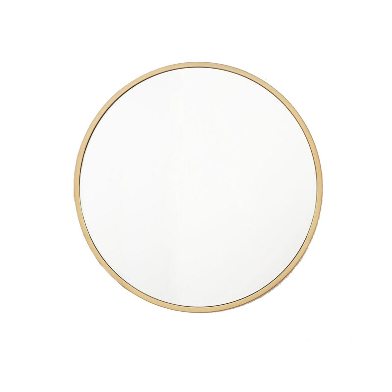 Bali Round Metal Modern Wall Mirror, Gold, 32" x 32"