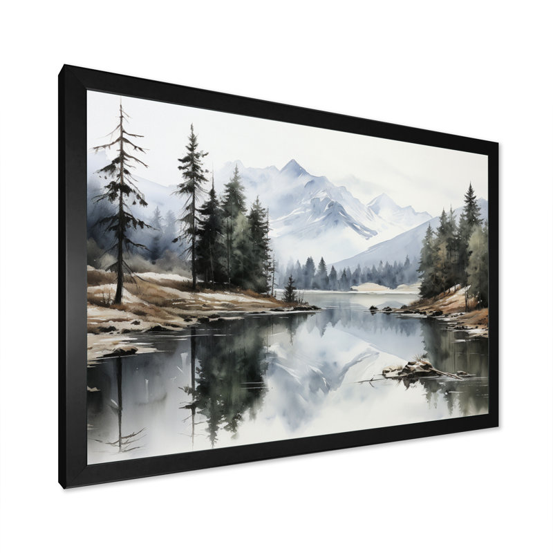 Vert, bleu, minimalisme, forêt, réflexion silencieuse - minimalisme, art mural, H 34 po x l 44 po x P 1,5 po
