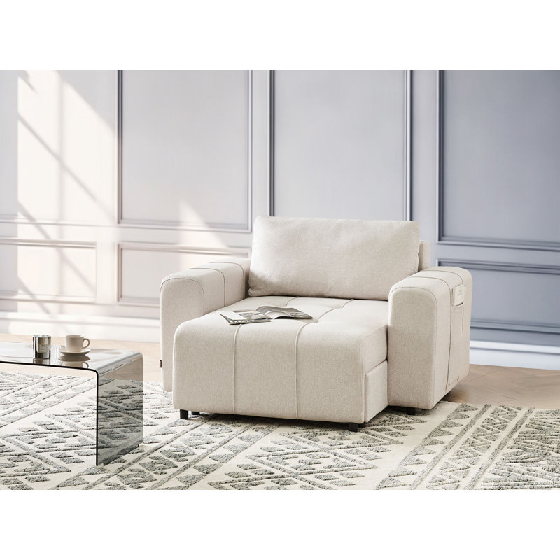 Fabric Chaise Lounge Chantea, Beige