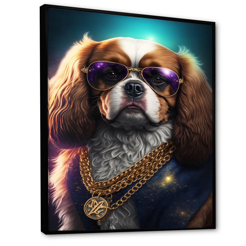 Cavalier King Charles Spaniel Gangster in NYC I - impression sur toile, H 32 po x l 24 po x P 1 po
