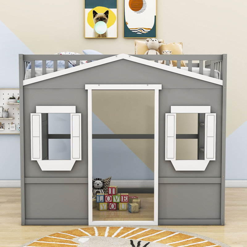Barneston Loft Bed by Harper Orchard, Gray/White, Full