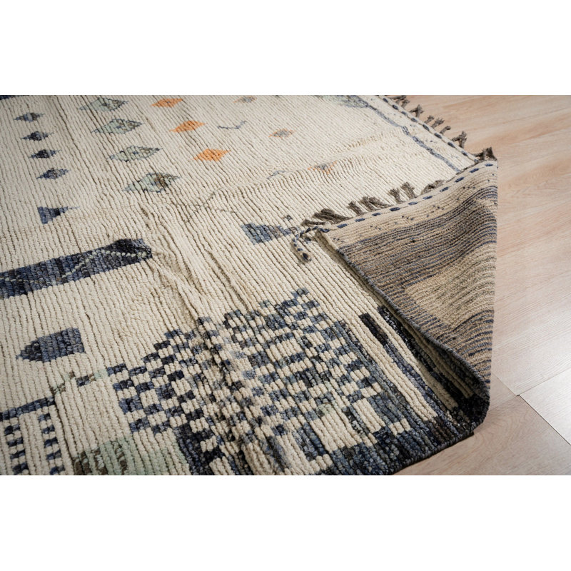 6x9 Gray Hand-Knotted Wool Diamond Field Tribal Modern Contemporary Carpet Rug