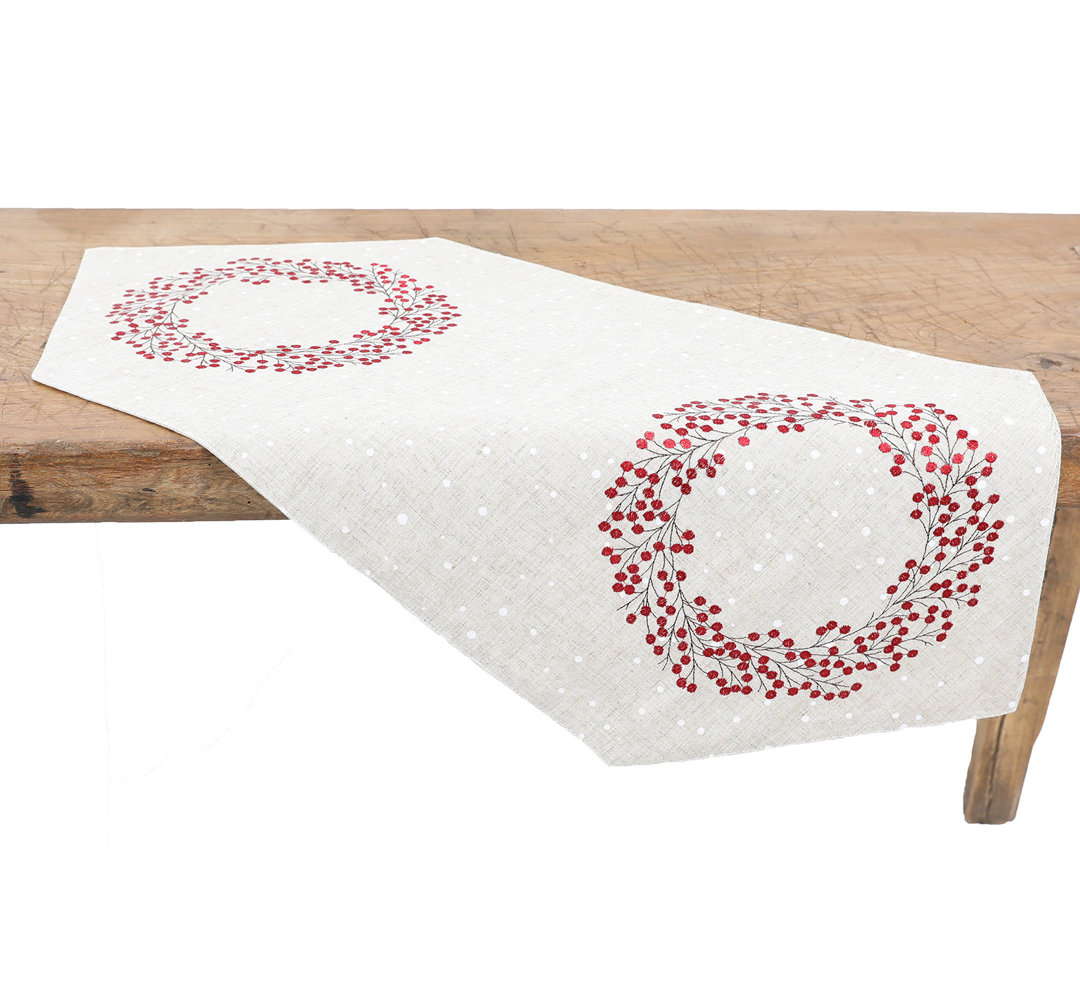Isakson Holly Berry Wreath Embroidered Table Runner The Holiday Aisle® 
