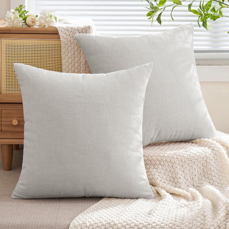 Couch Pillow Covers Set Of 2 Soft Chenille Decorative Square Throw Pillow Covers Farmhouse For Sofa Living Room Bed