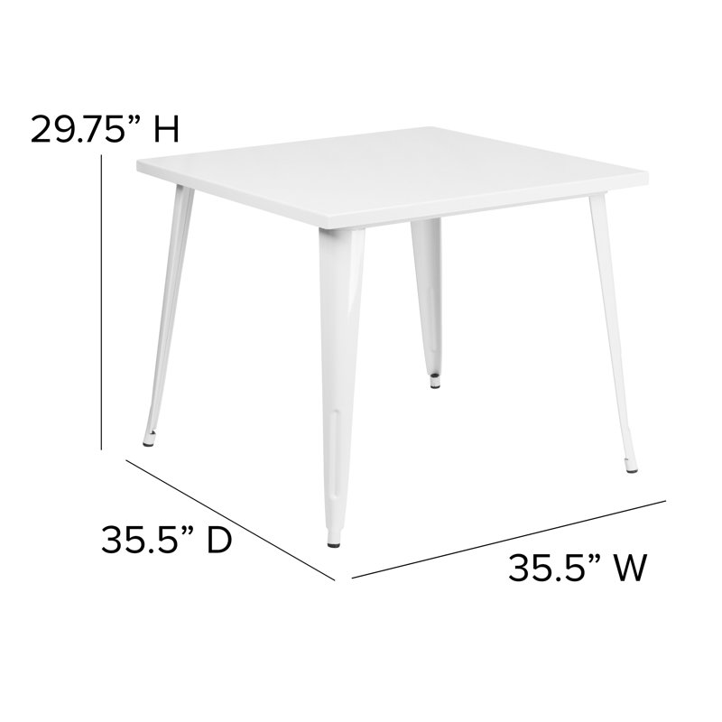 Table carrée intérieure / extérieure Angeleca, Blanc, l 35,5 po x L 35,5 po x H 29,75 po