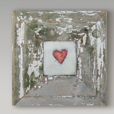 Wrapped Canvas Wall Art - lovISart 'Hearts Desire Distressed White' Wall Art for Living Room, Bedroom, or Office Décor - 14x14