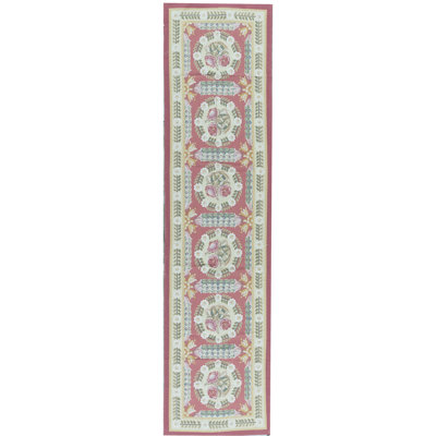 Hand-Knotted High-Quality Rose and Gold Runner