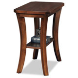 Table de bout Boa, en bois massif, étroite, tablette de présentation inférieure, facile à assembler, pour le salon / chambre à coucher, chêne chocolat, 24 po L x l 14,0 po x P 24,0 po H