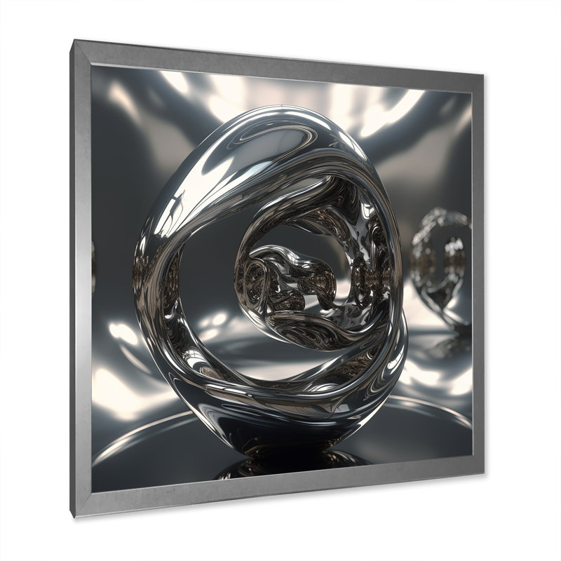 Quantum Infinity Futuristic 3D I On Canvas Print, 36" H x 36" W x 1.5" D, Silver Single Picture Framed