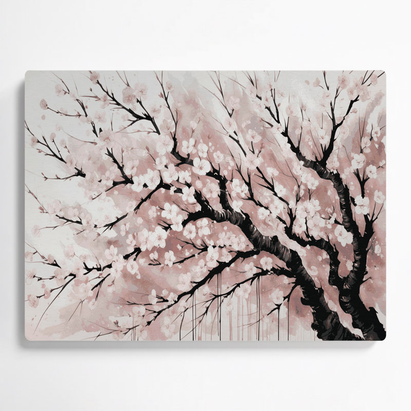 Art mural en métal Botanical Cherry Tree Branches, H 144 po x l 216 po x P 0,05 po