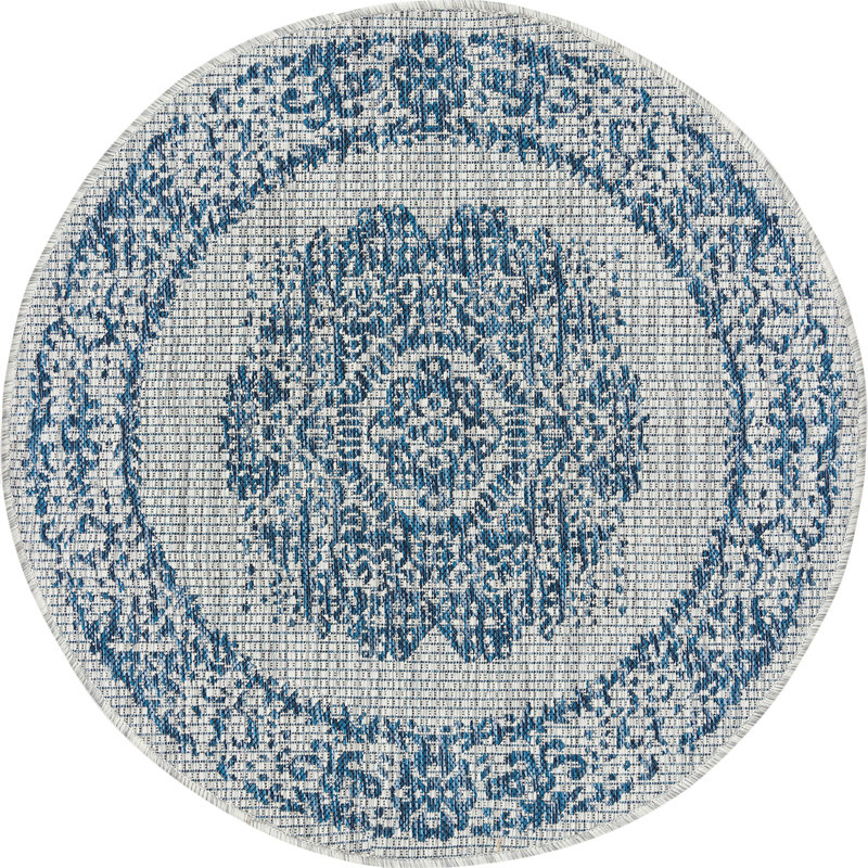 Tapis extérieur bleu ciel, Rond 3 pi 3 po