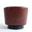 Bennett Upholstered Red Brown Faux Leather Tufted Barrel Small Swivel Chair with Nailhead Trim-678481666