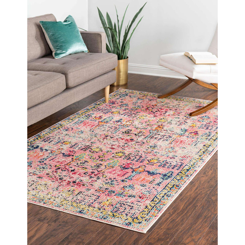Tapis abstrait Ector, Rectangle 2 pi x 3 pi 1 po, Pink