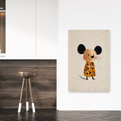 Cute Spotted Mouse Character Rustic Whimsical Contemporary Animal Wall Art Print by Mathieu - Wrapped Canvas Print