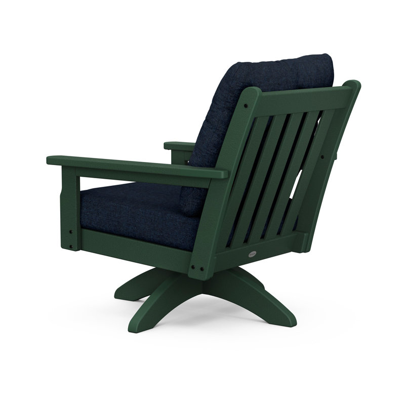 Lakeside Vineyard Deep Seating Swivel Chair, Marine Indigo, Green