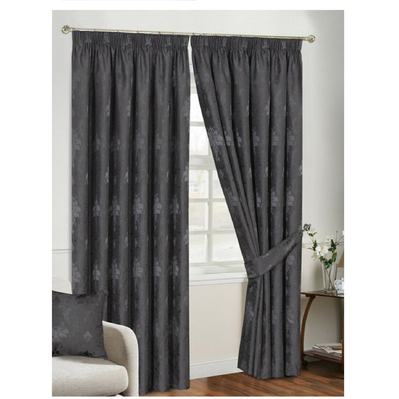 Virgina Sheer Curtain Pair, 228 W x 183 D cm, Grey Silver