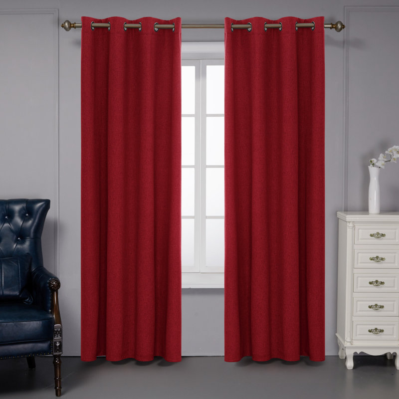 Ipswich Blackout Thermal Grommet Curtain Panels, 52" W x 108" L, Wine Red