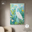 «White Heron Blues», art mural abstrait floral bleu par Art Remedy-104325327-104325314