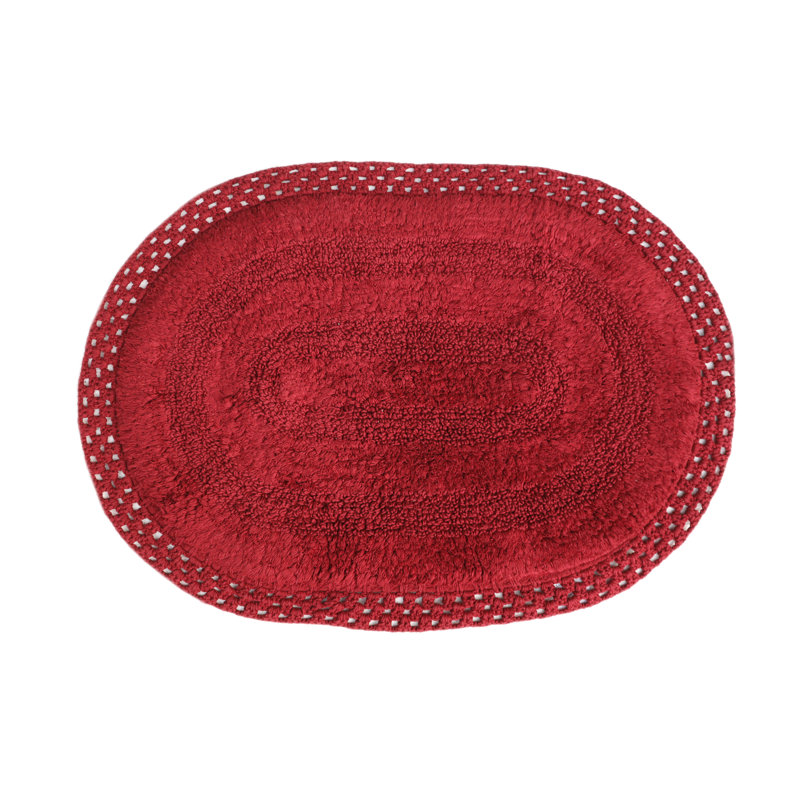 Adiraica 100% Cotton Bath Rug, Wine Red