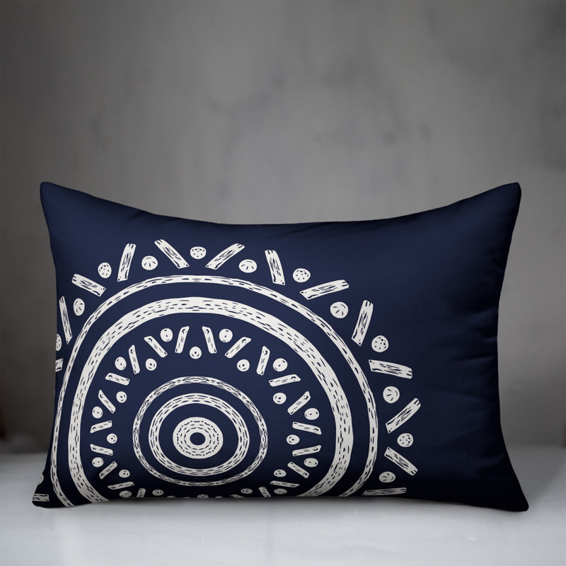 Geometric Outdoor Throw Pillow, Navy
