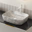 Lavabo de salle de bain en céramique 48 cm (19 po) avec motif marbre blanc, sans meuble, gris pierre, de haute qualité, résistant aux taches, pour une utilisation durable, profondeur 51,4 cm (20,26 po), largeur 40 cm (15,71 po), motif 14,3 cm (5,62 po), sans marque, style simple et caractéristique