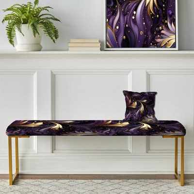 Gold And Purple Amethyst Marble Pattern - Marble Upholstered Gold Bench