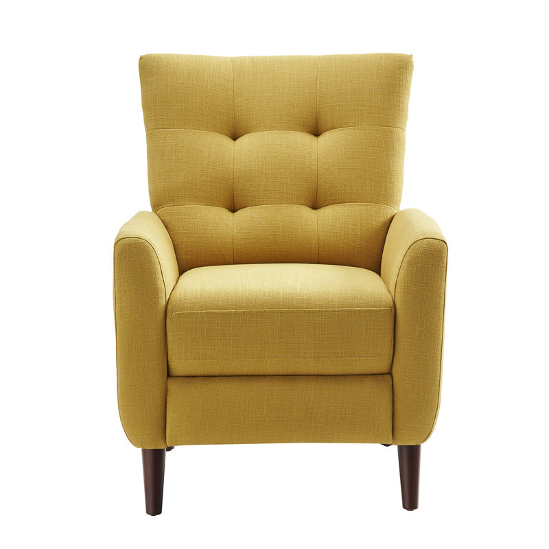 Fauteuil inclinable avec dossier capitonné Jylen, Polyester moutarde 100 %