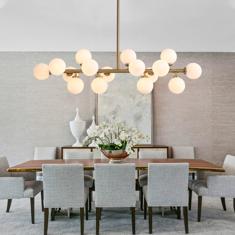 Jewellia 16 - Light Dimmable Bubble Glass Sputnik Modern Linear Chandelier, Gold