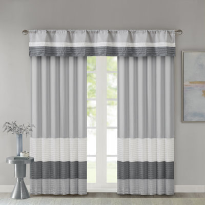 Amherst Grey Pintuck Single 50x18" Window Valance