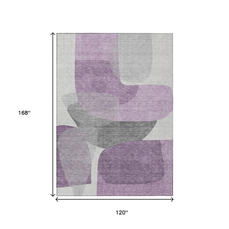 Tapis d'extérieur lavable abstrait mauve et gris 10 pi x 14 pi
