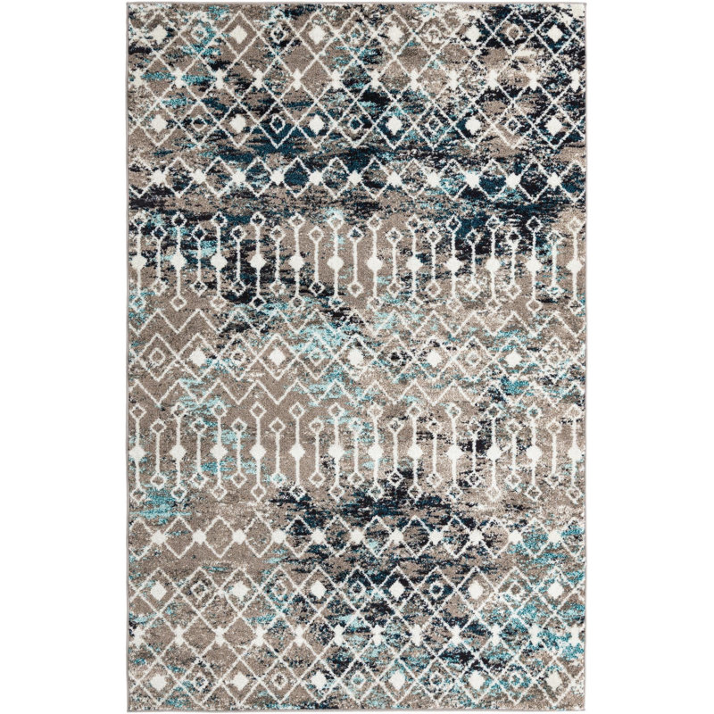 Tapis brun / noir en polypropylène tissé à la machine Briehn, Rectangle 5 pi 3 po x 8 pi
