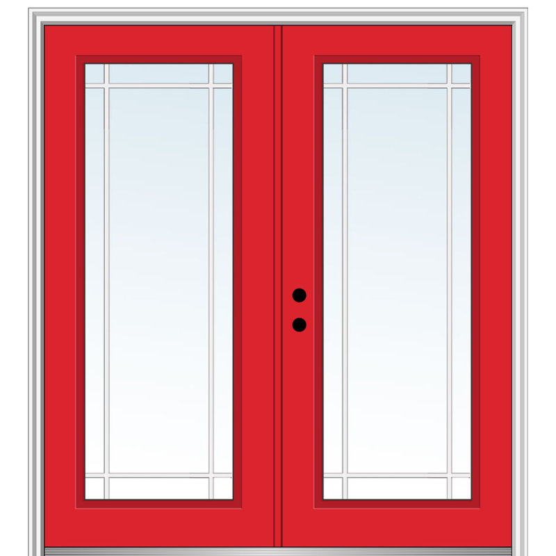 Portes d'entrée internes pré-montées en fibre de verre apprêtées, Droite / vers l'intérieur, H 80 po x l 60 po x P 1,75 po