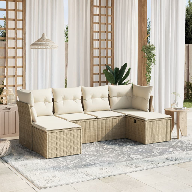 Ensemble de canapé de jardin en rotin de polyester beige, acier thermolaqué Vidaxl