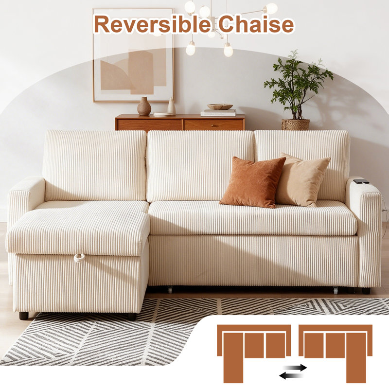 65.4" Mid-Century Modern Loveseat Sofa, corduroy Beige