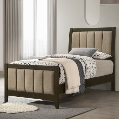 Upholstered Bed In Dark Cocoa And Brown