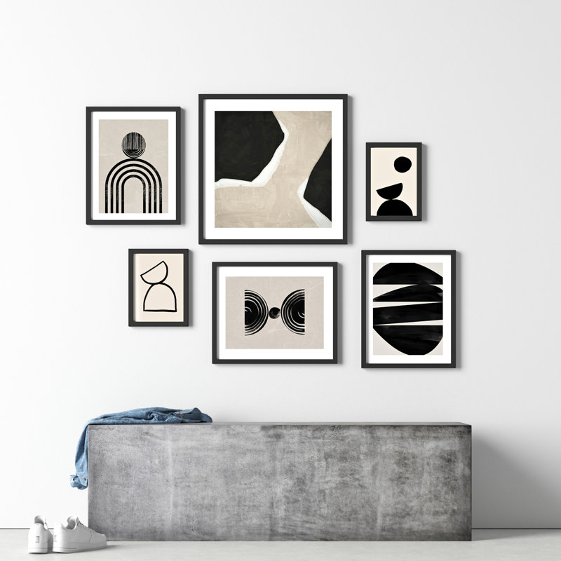 Neutral Shapes  - set of 6  by 1x Studio, Urban Road Framed Wall Art Prints, Black, 47" H x 63" W
