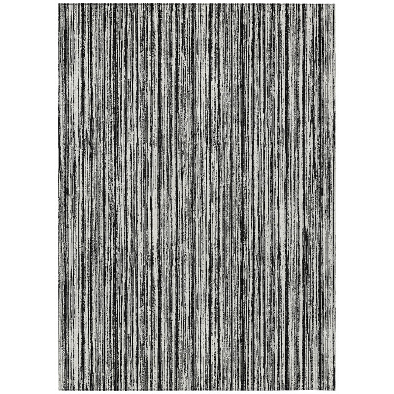 Machine Washable Indoor/Outdoor Chantille ACN760 StripesRug, 8' x 10', Black