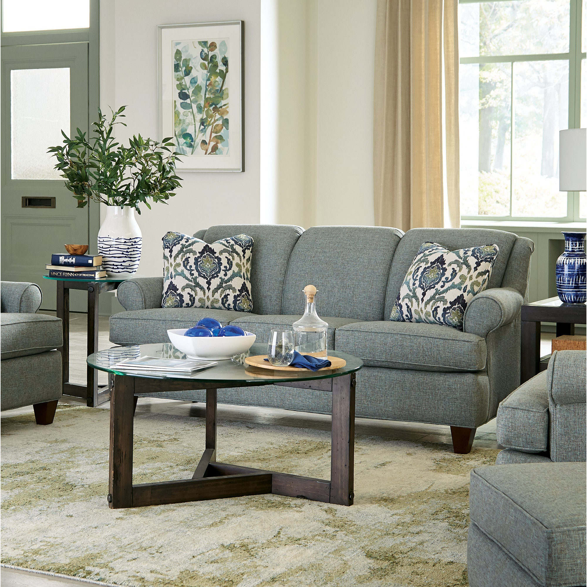 Connor Upholstered Sofa, Drusky Gray Performance