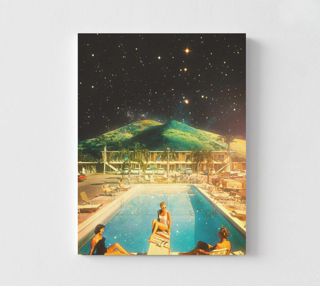 East Urban Home Retro Cosmic Poolside Poster – Vintage Surreal Art ...