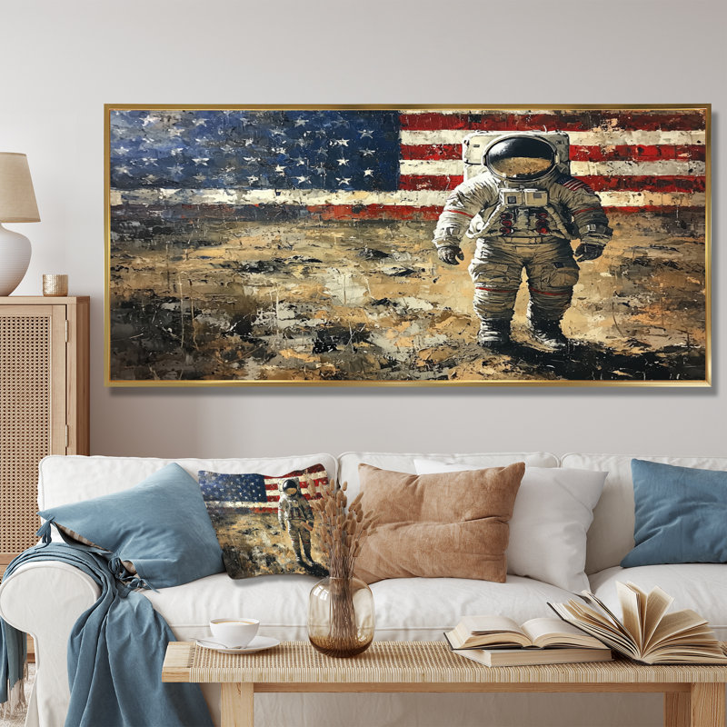 Lune de Kyrian aux États-Unis, Apollo 13 Mission II - lune, art mural, H 28 po x l 60 po, Cadre flottant, Doré