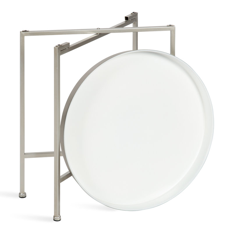 Table de bout Ekta, Blanc, Argent, H 22 po x l 18,25 po