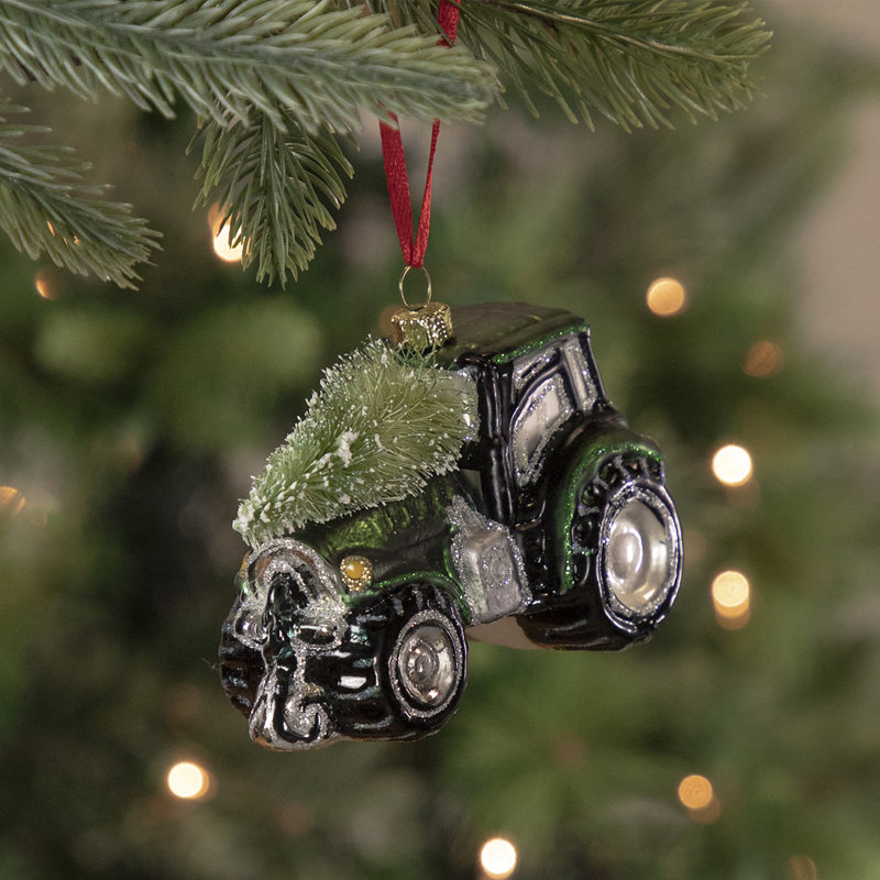 Ornement de Noël 4 po en forme de tracteur avec arbre