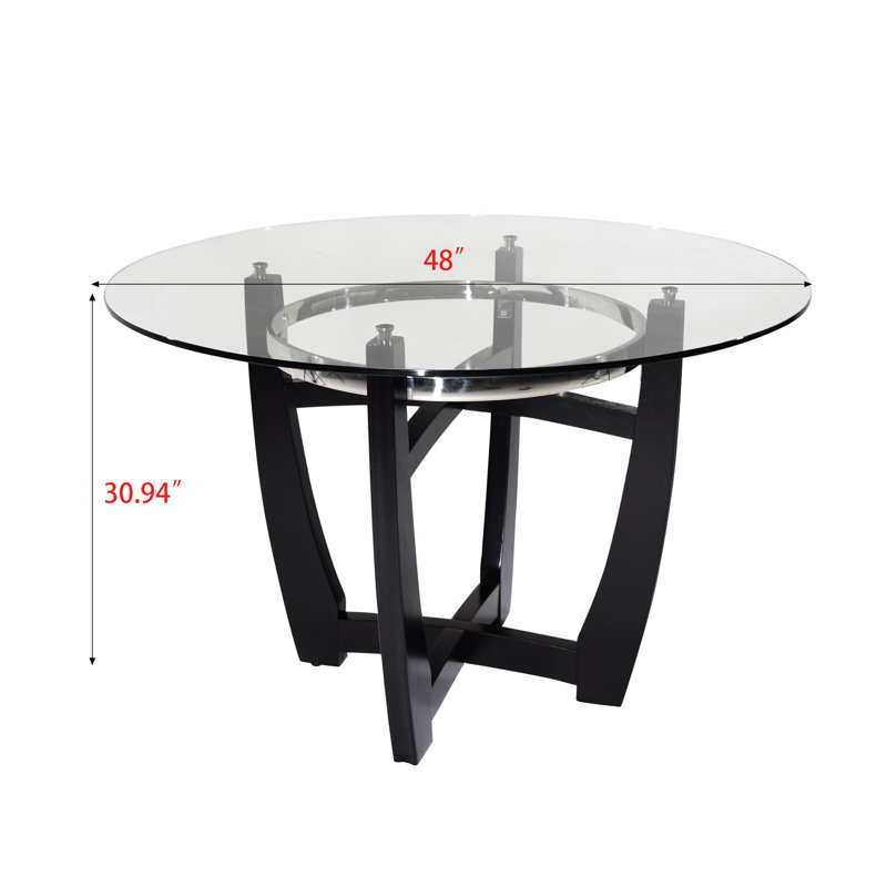 Ensemble de salle à manger 5 pièces Gursharon, H 30,94 po x L 48 po x l 48 po, Noir