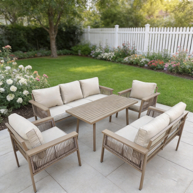 70cm Wide U-Shaped Patio Sofa with Cushions