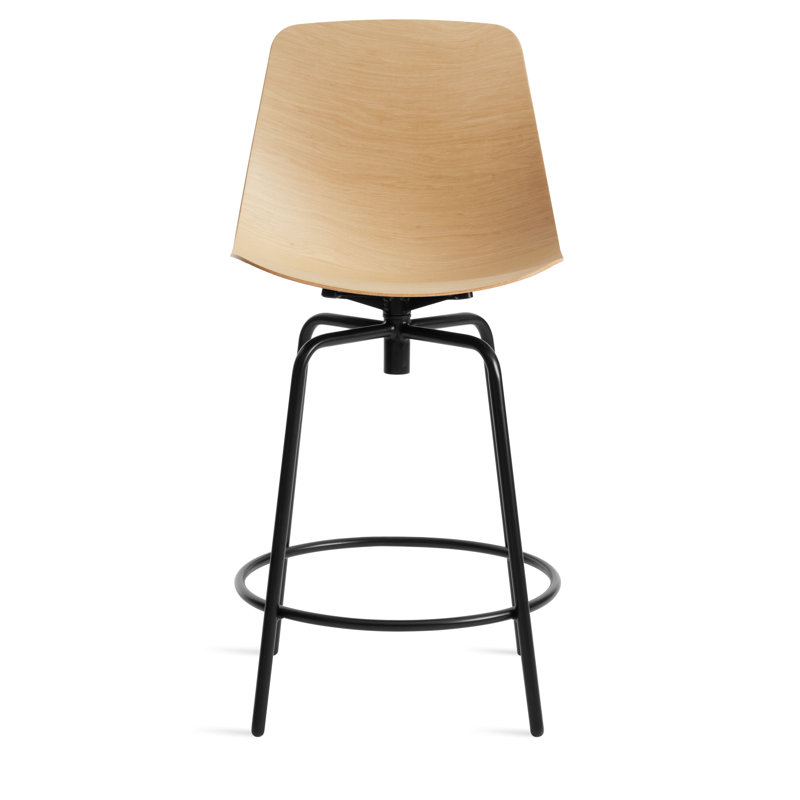 Clean Cut Swivel Stool with Metal Frame, White Oak, Counter Stool (24" Seat Height)